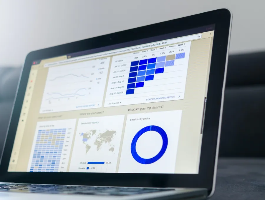 Analytics dashboard on a laptop screen