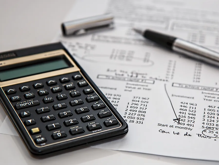 Calculator and financial working papers